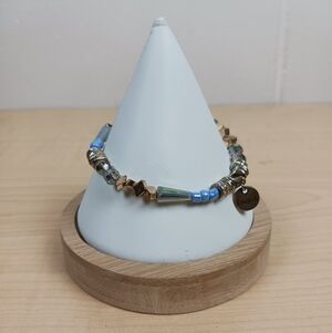 Erimish Boho Chic Stretch Beaded Stackable Bracelet Blue/Silver-Tone Jewelry‎